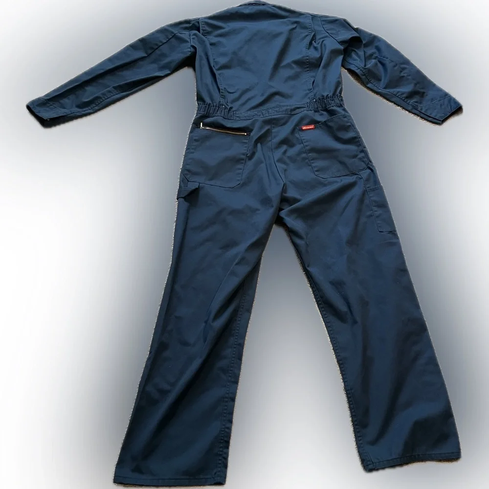 Vintage Dickies Coveralls Mens Blue Twill Zip Jumpsuit Mechanic Workwear 42 Tall - Picture 5 of 10